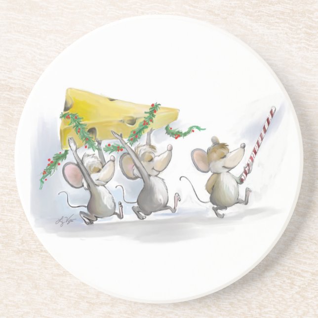 Bringing In The Christmas Cheese  Coaster (Front)
