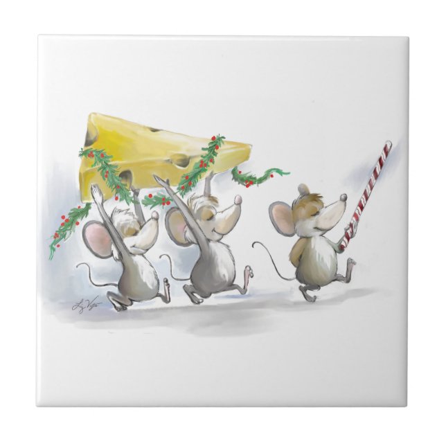 Bringing In The Christmas Cheese Holiday Tile (Front)