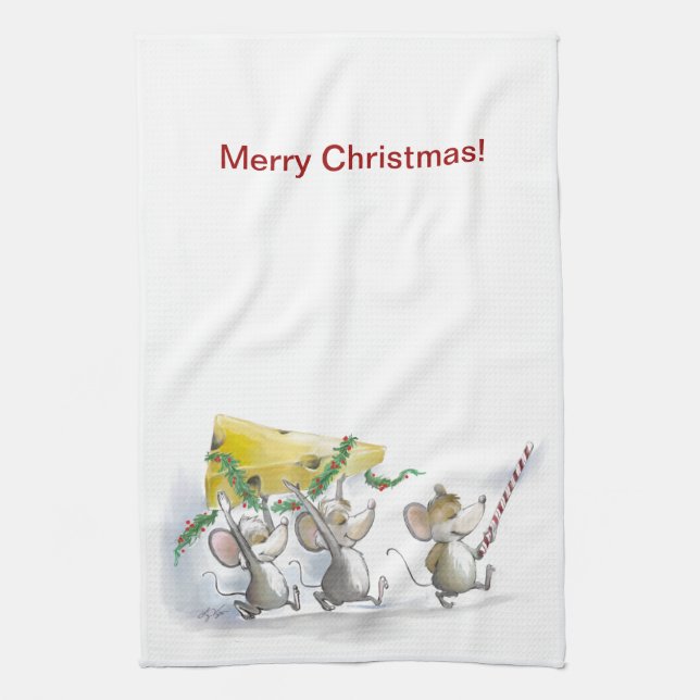Bringing In The Christmas Cheese Kitchen Towel (Vertical)