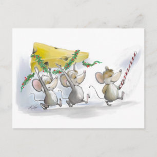 Bringing In The Christmas Cheese Postcard