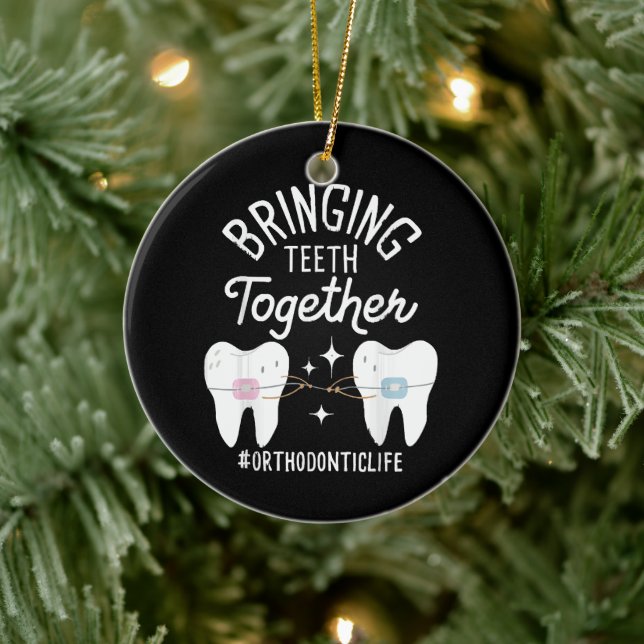 Bringing Teeth Together - Orthodontist  Ceramic Ornament (Tree)