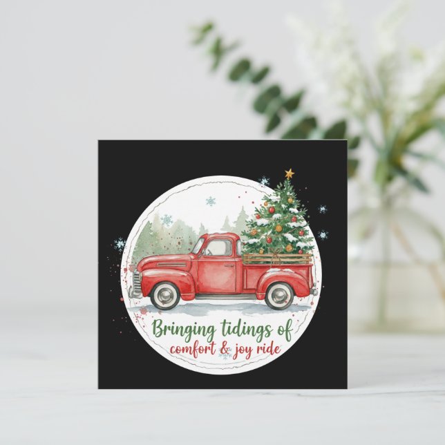 Bringing Tidings of Comfort & Joy Ride funny xmas Holiday Card (Standing Front)
