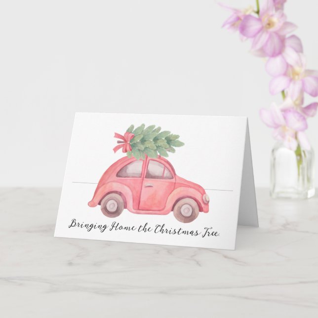 Brining Home The Christmas Tree Greeting Card (Orchid)