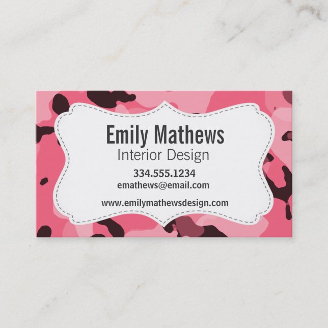 Brink Pink Camo; Camouflage Business Card (Front)