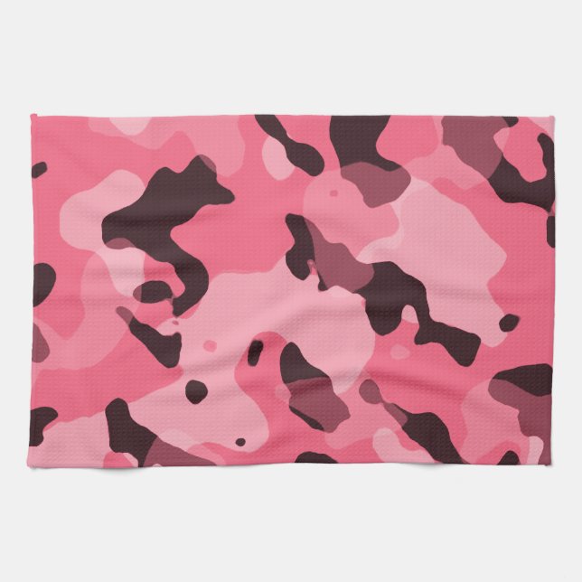 Brink Pink Camo; Camouflage Kitchen Towel (Horizontal)