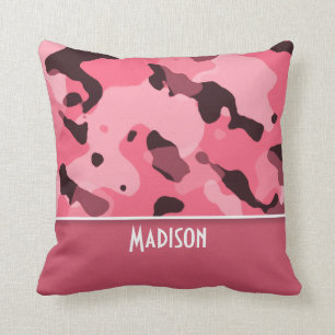 Brink Pink Camo; Personalized Throw Pillow