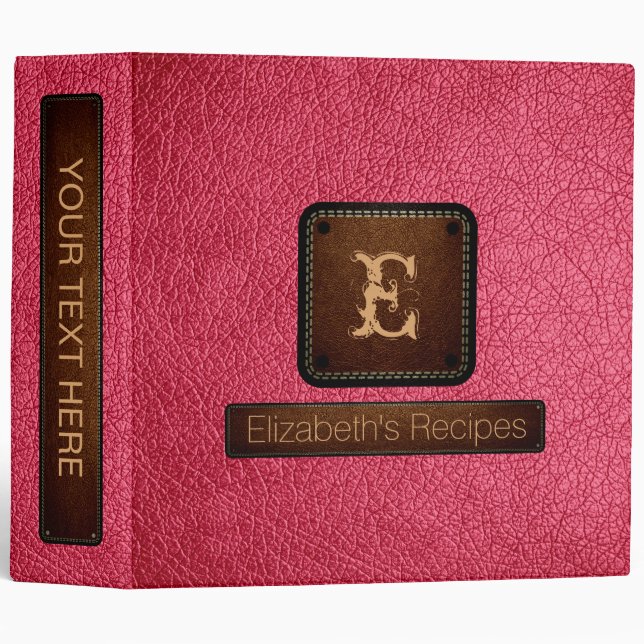 Brink Pink Leather Elegant Monogram Binder (Front/Spine)