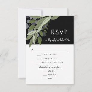 Brins de minuit de mariage, carte de menu de RSVP