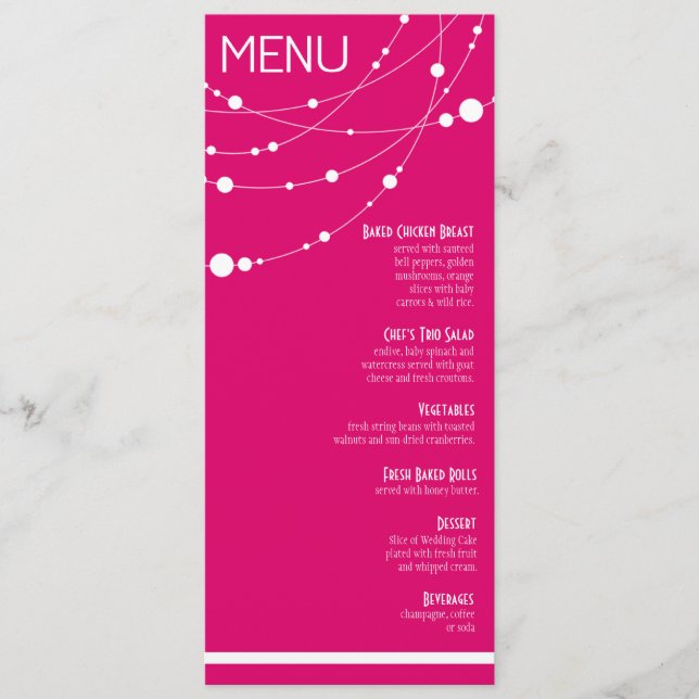 Brins élégants épousant le fuschia du menu | (Devant)