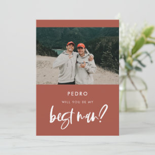 Brique brûlée moderne Best man carte photo de prop