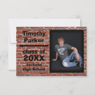 Brique Rouge avec Photo - Faire-part de Diplôme 3x
