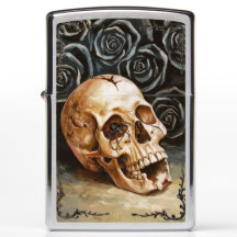 Briquet Zippo Crâne et Roses Gothiques