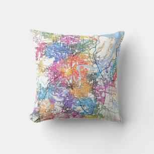 Brisbane Australia City Map Throw Pillow