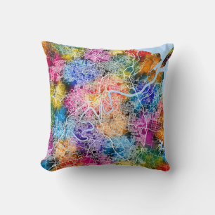 Brisbane Australia City Map Throw Pillow