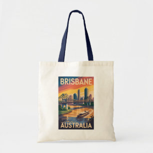 Brisbane Australia Illustration Travel Art Vintage Tote Bag