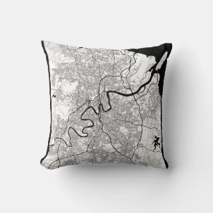 Brisbane Australia Map Throw Pillow