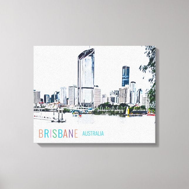 Brisbane Australia skyline modern travel print (Front)