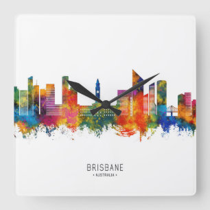 Brisbane Australia Skyline Square Wall Clock
