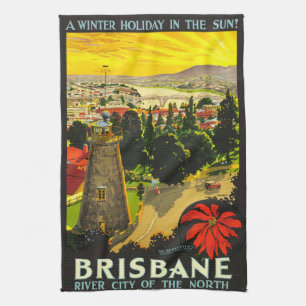 Brisbane Australia Tourism Poster Kitchen Towel
