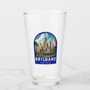 Brisbane Australia Travel Art Vintage Glass