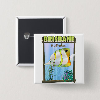 Brisbane Australia Tropical travel poster 2 Inch Square Button
