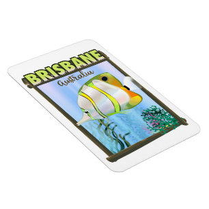 Brisbane Australia Tropical travel poster Magnet