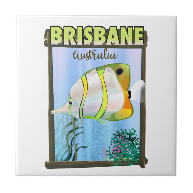 Brisbane Australia Tropical travel poster Tile (Front)