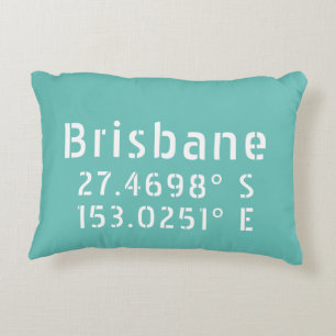 Brisbane Latitude Longitude Accent Pillow