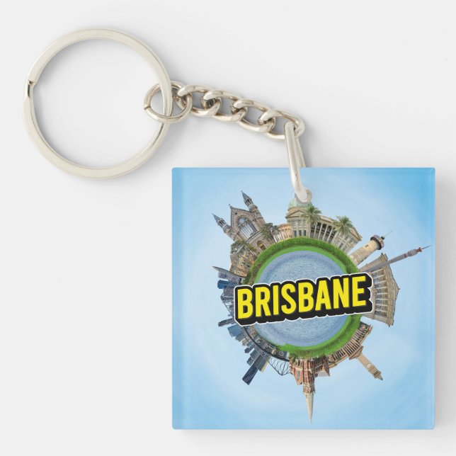 Brisbane tiny little planet landmark architecture  keychain (Front)