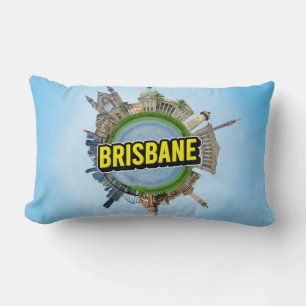 Brisbane tiny little planet landmark architecture lumbar pillow