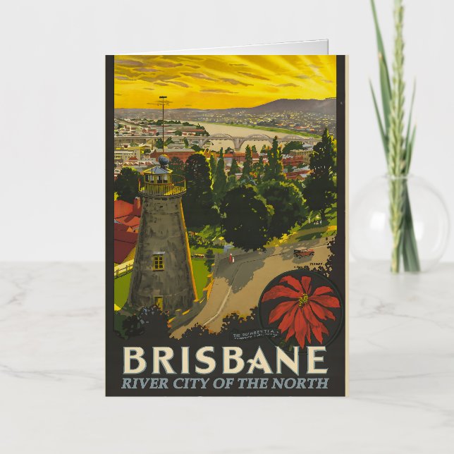 Brisbane vintage poster foil greeting card (Front)