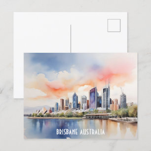 Brisbane watercolor art postcard