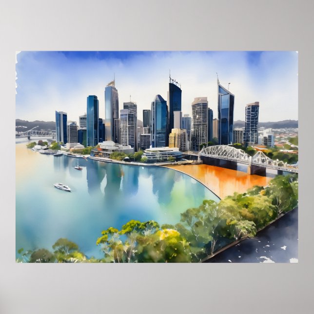 Brisbane watercolor art poster (Front)