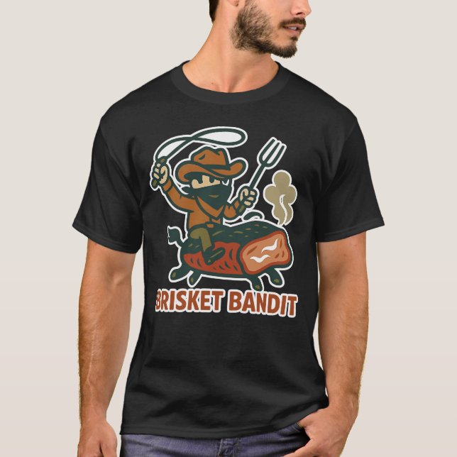 Brisket Bandit BBQ Cowboy Design T-Shirt (Front)