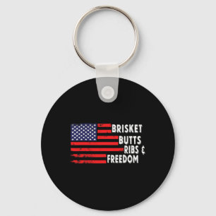 Brisket Butts Ribs And Freedom Bbq American Flag 2 Keychain