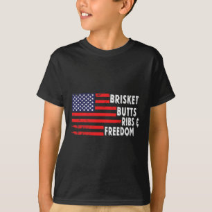 Brisket Butts Ribs And Freedom Bbq American Flag 2 T-Shirt
