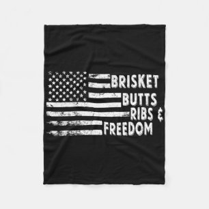 Brisket Butts Ribs And Freedom Bbq American Flag  Fleece Blanket