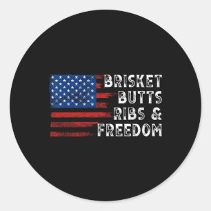 Brisket Butts Ribs And Freedom Steak Cooking Beef Classic Round Sticker