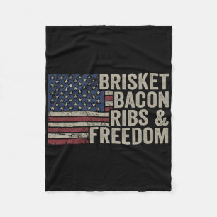 Brisket Bycon Ribs And Freedom - Grill Bbq Funny M Fleece Blanket