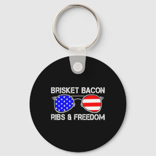 Brisket Bycon Ribs And Freedom Grill Bbq Meat Smok Keychain