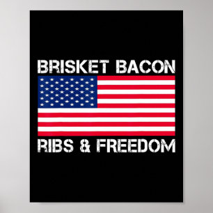 Brisket Bycon Ribs And Freedom Grill Bbq Meat Smok Poster