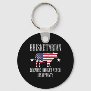 Brisketarian Us Flag Brisket Bbq Byrbecue 4th July Keychain