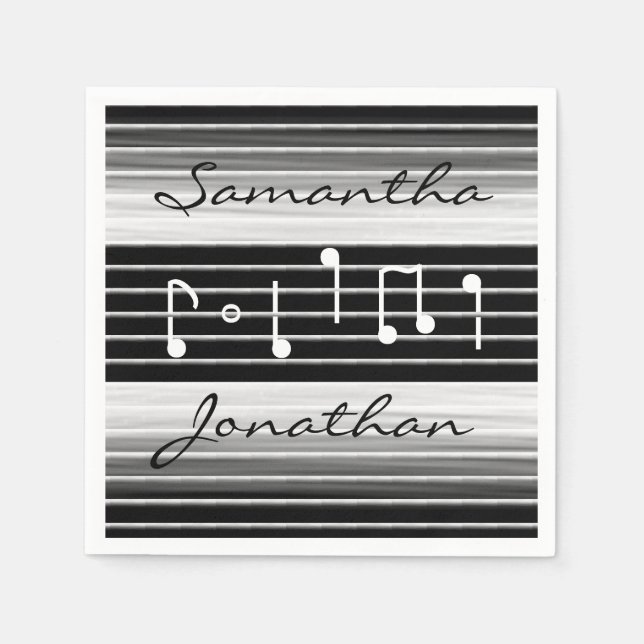 Bristles Musical Notes Personalized Napkin (Front)