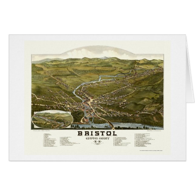 Bristol, carte panoramique de NH - 1884 (Devant horizontal)