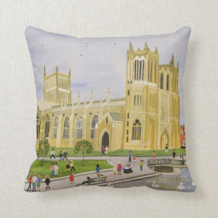 Bristol Cathedral and College Green 1989 Throw Pillow