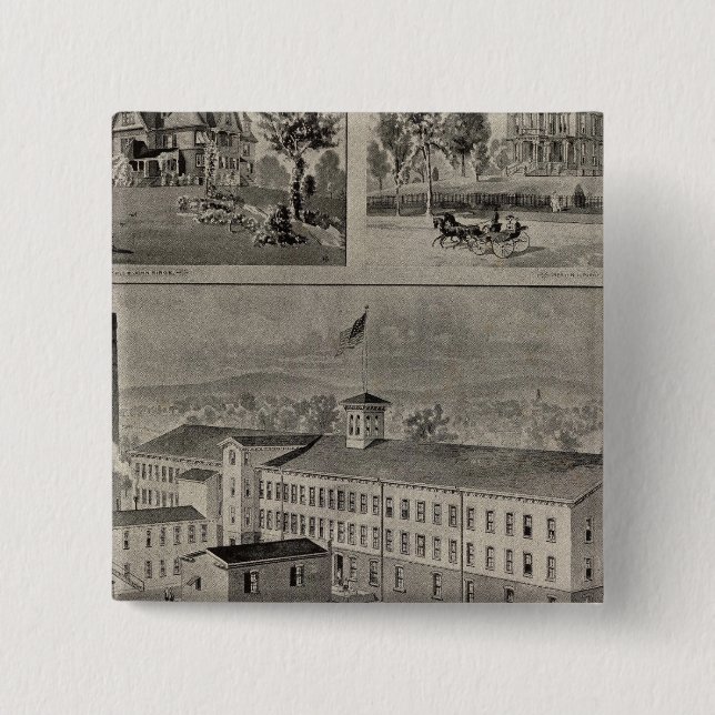Bristol Connecticut Illustration 2 Inch Square Button (Front)