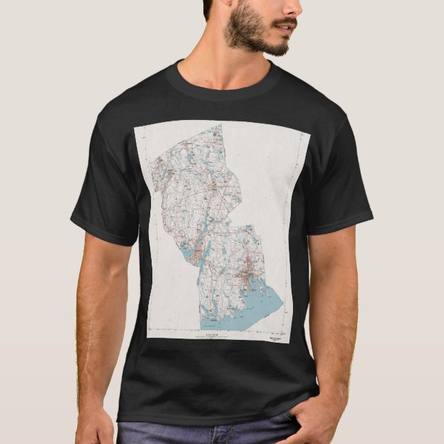 Bristol County MA Map 1980 Southern Massachusetts  T-Shirt (Front)