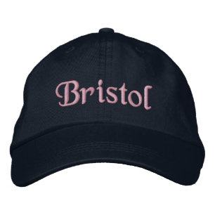 Bristol Embroidered Baseball Cap Hat Pink Grey