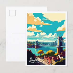 Bristol England Art vintage travel illustration Postcard