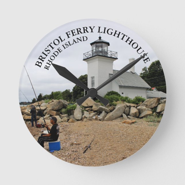 Bristol Ferry Lighthouse Rhode Island Round Clock (Front)